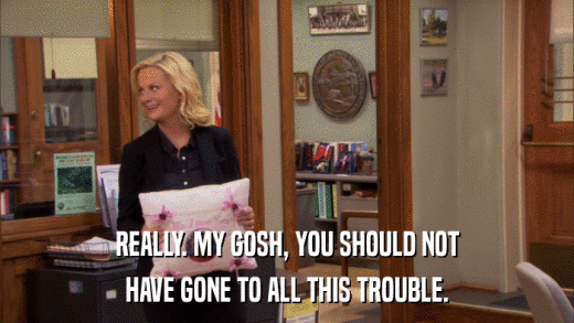 REALLY. MY GOSH, YOU SHOULD NOT HAVE GONE TO ALL THIS TROUBLE. 