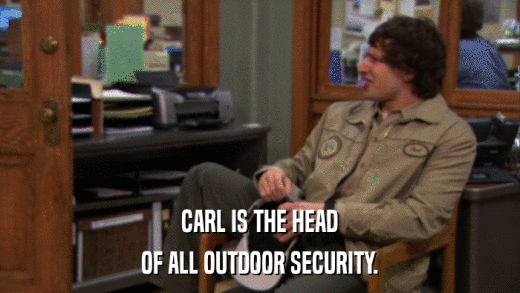 CARL IS THE HEAD OF ALL OUTDOOR SECURITY. 