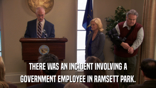 THERE WAS AN INCIDENT INVOLVING A GOVERNMENT EMPLOYEE IN RAMSETT PARK. 