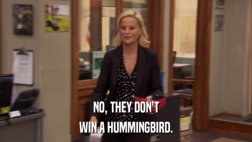 NO, THEY DON'T WIN A HUMMINGBIRD. 