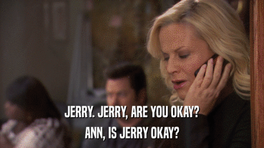 JERRY. JERRY, ARE YOU OKAY? ANN, IS JERRY OKAY? 