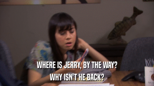 WHERE IS JERRY, BY THE WAY? WHY ISN'T HE BACK? 
