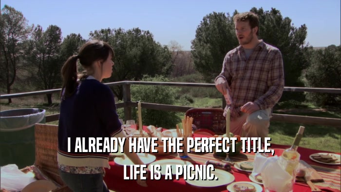 I ALREADY HAVE THE PERFECT TITLE, LIFE IS A PICNIC. 