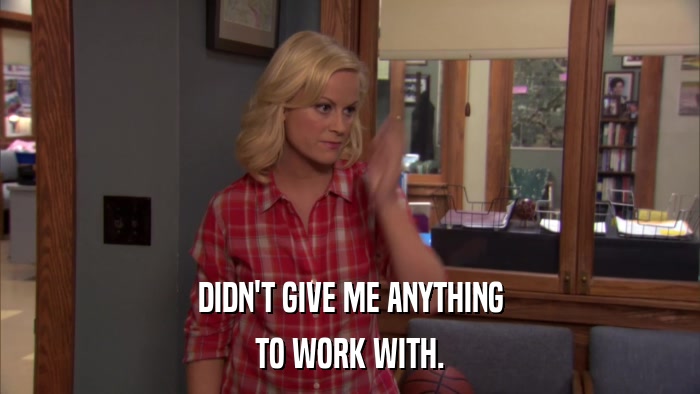 DIDN'T GIVE ME ANYTHING TO WORK WITH. 