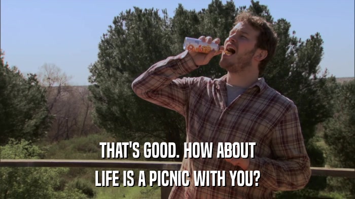 THAT'S GOOD. HOW ABOUT LIFE IS A PICNIC WITH YOU? 