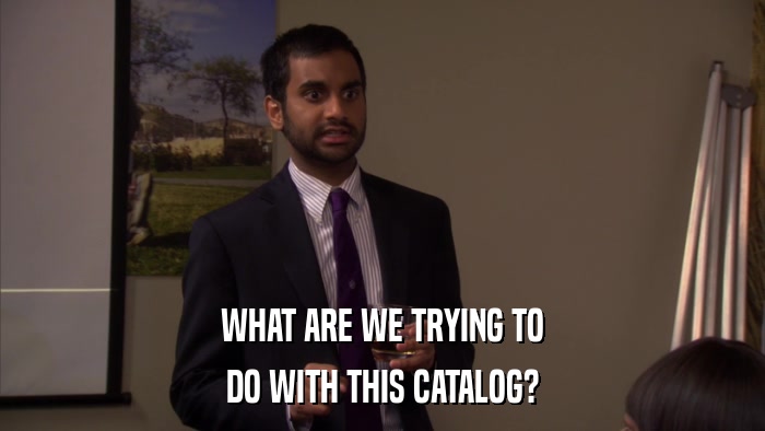 WHAT ARE WE TRYING TO DO WITH THIS CATALOG? 