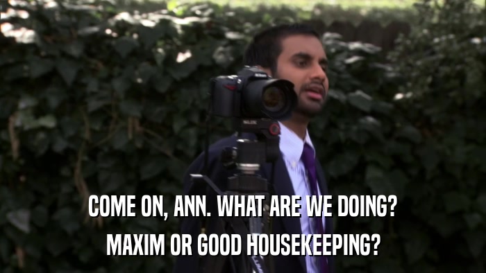 COME ON, ANN. WHAT ARE WE DOING? MAXIM OR GOOD HOUSEKEEPING? 