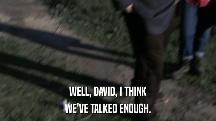 WELL, DAVID, I THINK WE'VE TALKED ENOUGH. 