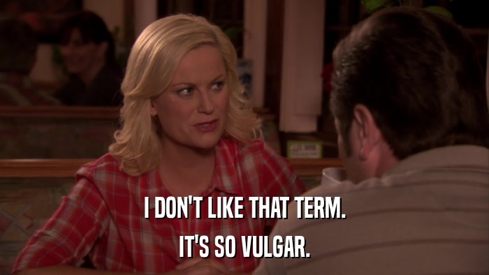 I DON'T LIKE THAT TERM. IT'S SO VULGAR. 
