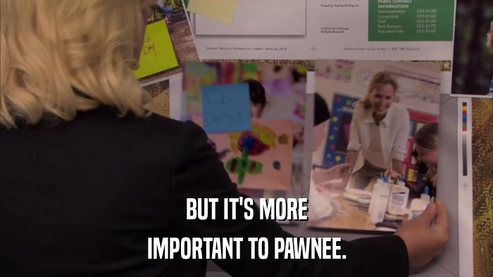BUT IT'S MORE IMPORTANT TO PAWNEE. 