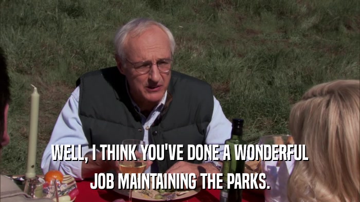 WELL, I THINK YOU'VE DONE A WONDERFUL JOB MAINTAINING THE PARKS. 