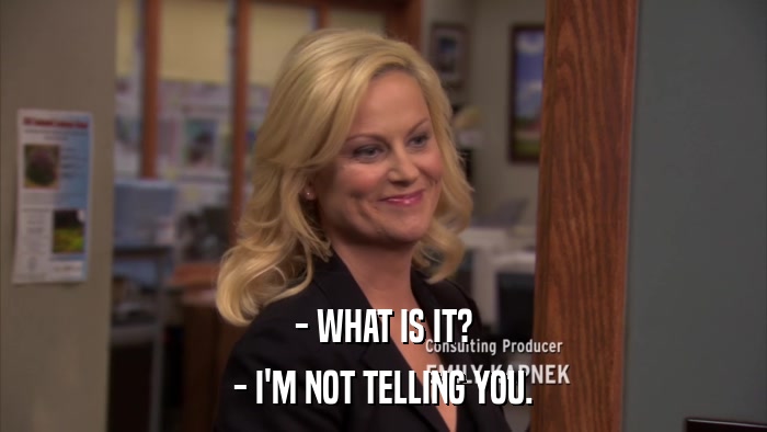 - WHAT IS IT? - I'M NOT TELLING YOU. 