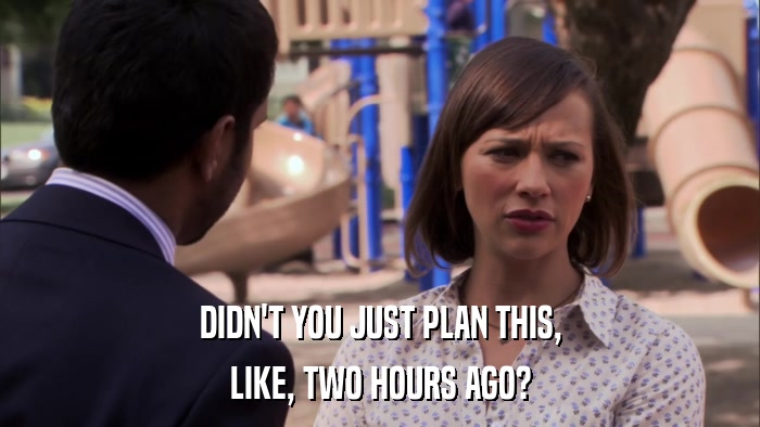 DIDN'T YOU JUST PLAN THIS, LIKE, TWO HOURS AGO? 