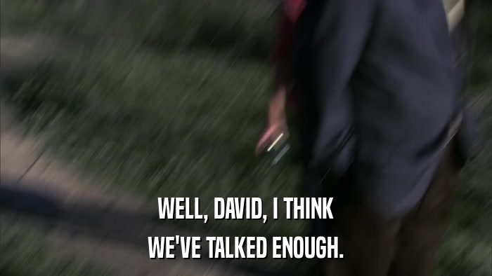 WELL, DAVID, I THINK WE'VE TALKED ENOUGH. 