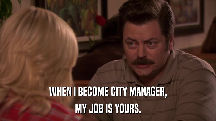 WHEN I BECOME CITY MANAGER, MY JOB IS YOURS. 