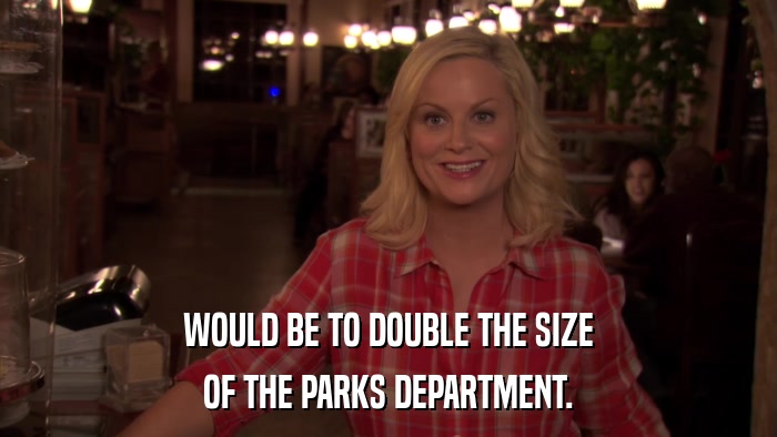 WOULD BE TO DOUBLE THE SIZE OF THE PARKS DEPARTMENT. 