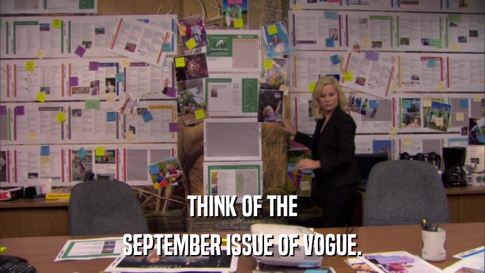 THINK OF THE SEPTEMBER ISSUE OF VOGUE. 