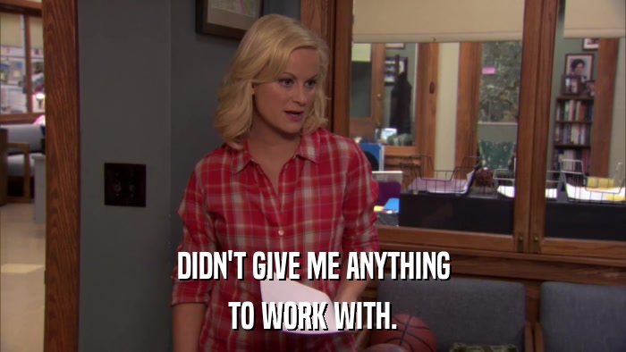 DIDN'T GIVE ME ANYTHING TO WORK WITH. 