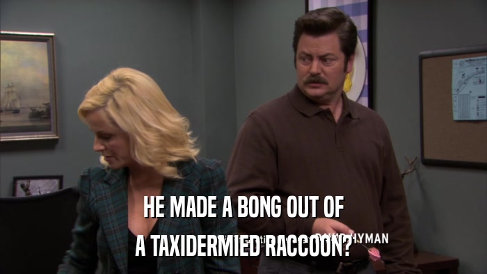 HE MADE A BONG OUT OF A TAXIDERMIED RACCOON? 