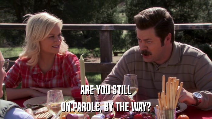ARE YOU STILL ON PAROLE, BY THE WAY? 