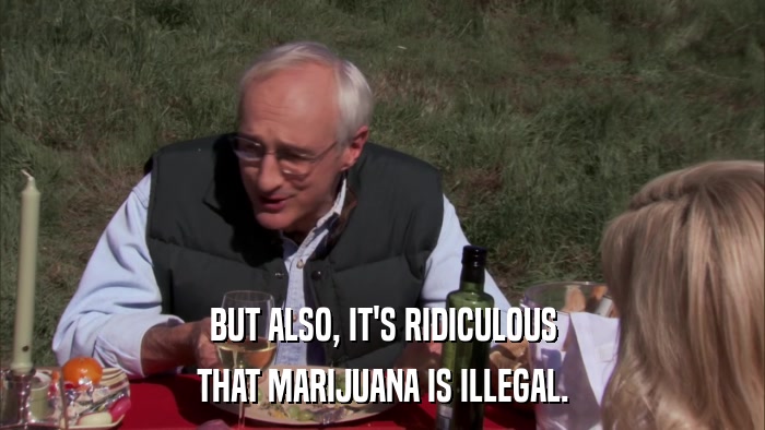 BUT ALSO, IT'S RIDICULOUS THAT MARIJUANA IS ILLEGAL. 