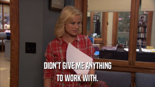 DIDN'T GIVE ME ANYTHING TO WORK WITH. 