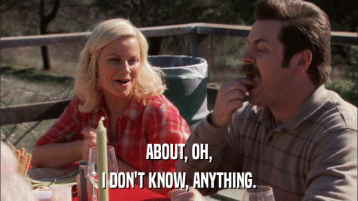 ABOUT, OH, I DON'T KNOW, ANYTHING. 