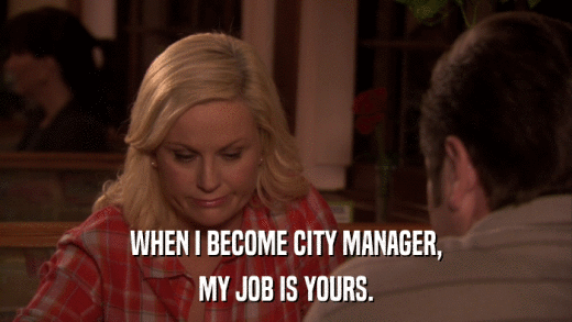 WHEN I BECOME CITY MANAGER, MY JOB IS YOURS. 