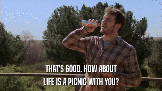 THAT'S GOOD. HOW ABOUT LIFE IS A PICNIC WITH YOU? 