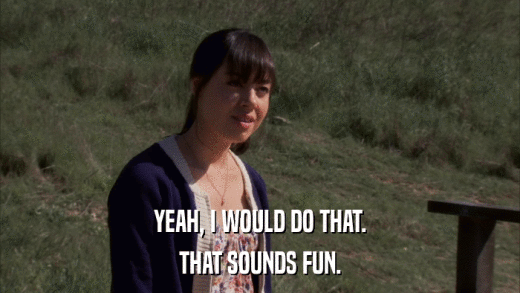 YEAH, I WOULD DO THAT. THAT SOUNDS FUN. 