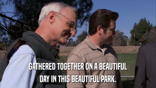 GATHERED TOGETHER ON A BEAUTIFUL DAY IN THIS BEAUTIFUL PARK. 
