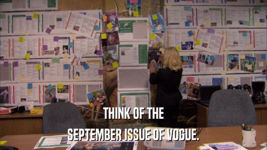 THINK OF THE SEPTEMBER ISSUE OF VOGUE. 