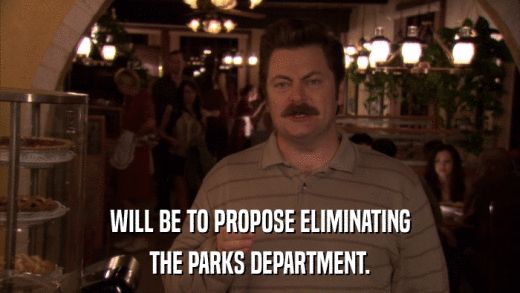 WILL BE TO PROPOSE ELIMINATING THE PARKS DEPARTMENT. 