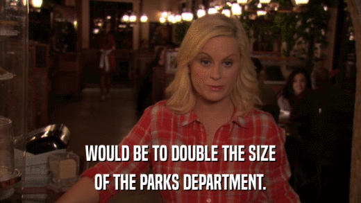 WOULD BE TO DOUBLE THE SIZE OF THE PARKS DEPARTMENT. 