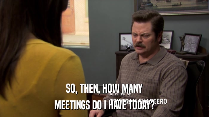 SO, THEN, HOW MANY MEETINGS DO I HAVE TODAY? 