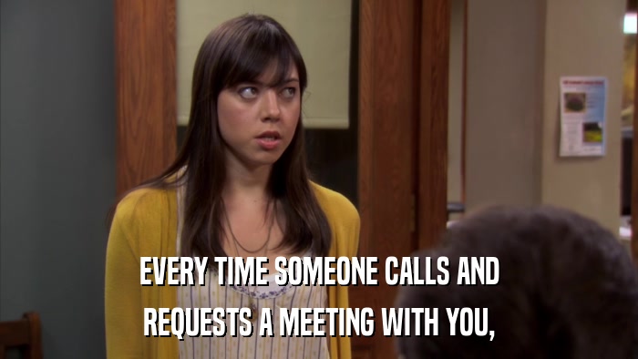 EVERY TIME SOMEONE CALLS AND REQUESTS A MEETING WITH YOU, 