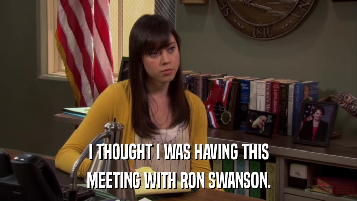 I THOUGHT I WAS HAVING THIS MEETING WITH RON SWANSON. 