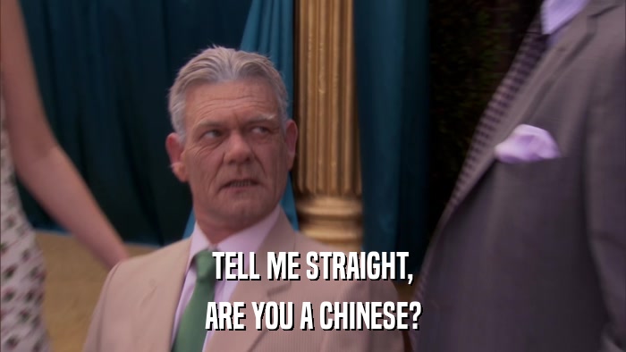 TELL ME STRAIGHT, ARE YOU A CHINESE? 