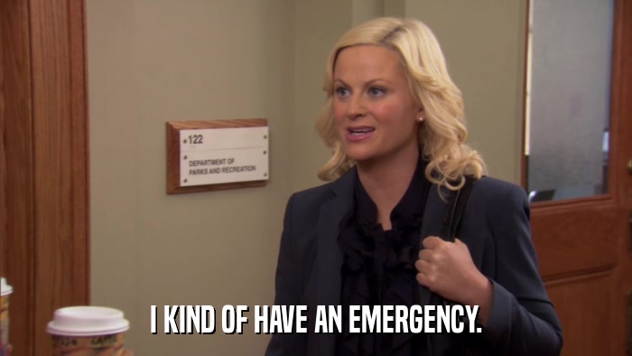 I KIND OF HAVE AN EMERGENCY.  