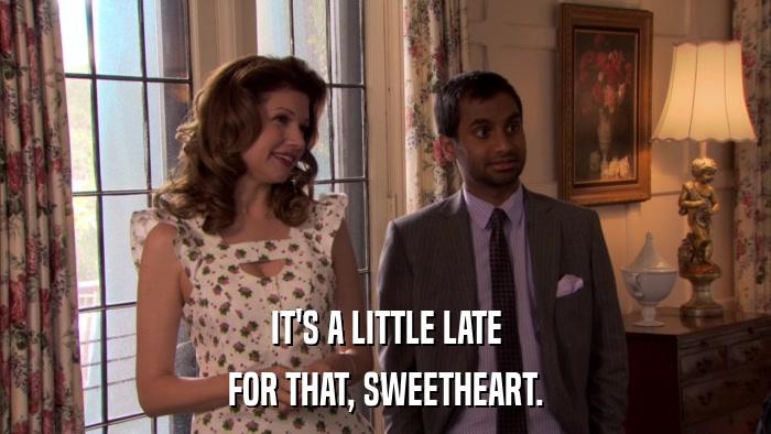 IT'S A LITTLE LATE FOR THAT, SWEETHEART. 