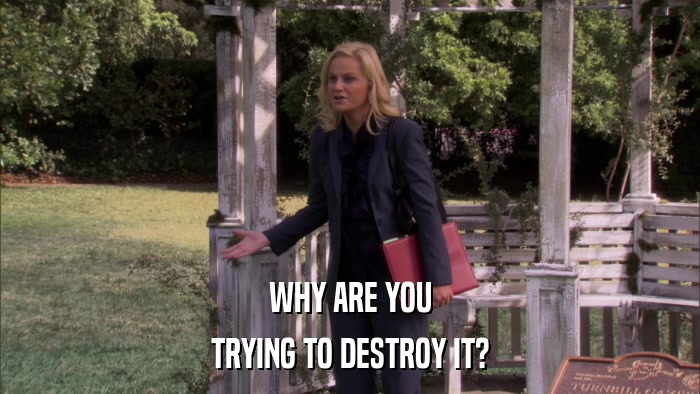 WHY ARE YOU TRYING TO DESTROY IT? 