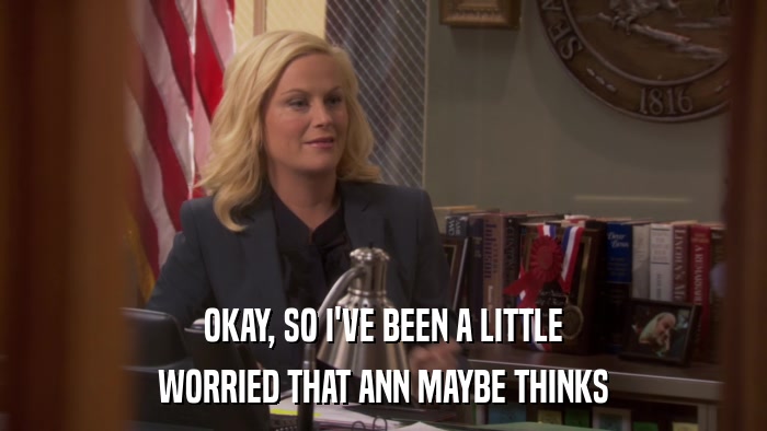 OKAY, SO I'VE BEEN A LITTLE WORRIED THAT ANN MAYBE THINKS 