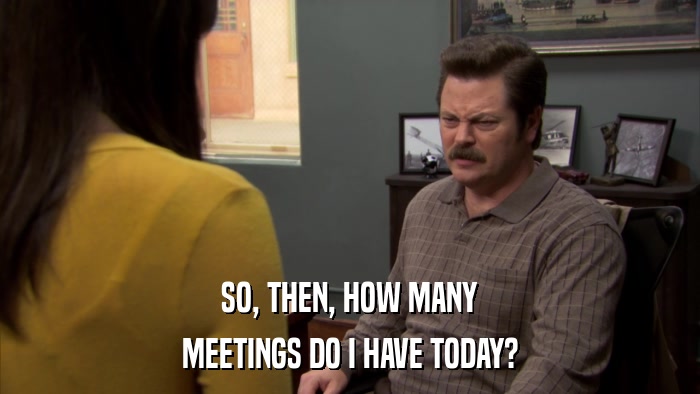 SO, THEN, HOW MANY MEETINGS DO I HAVE TODAY? 