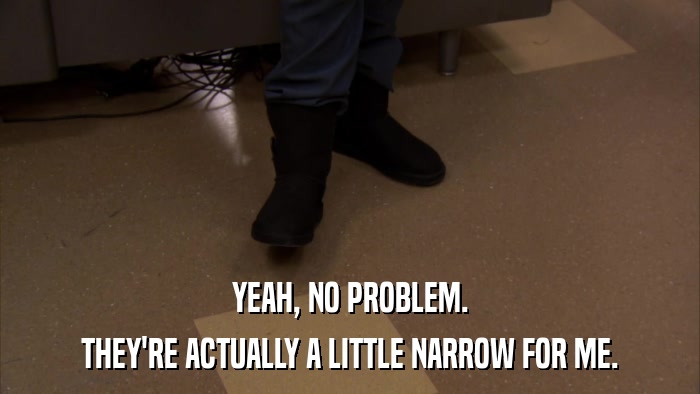 YEAH, NO PROBLEM. THEY'RE ACTUALLY A LITTLE NARROW FOR ME. 