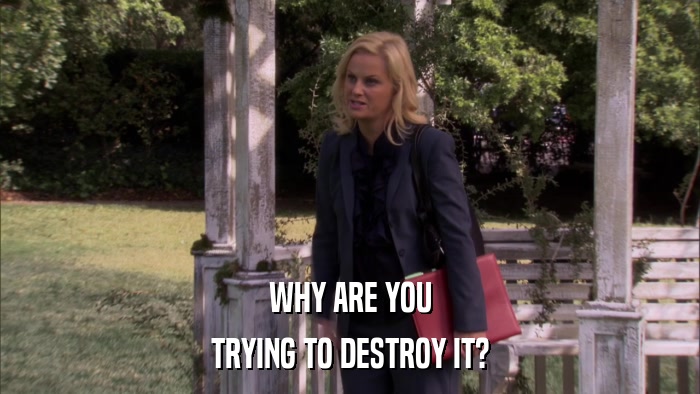 WHY ARE YOU TRYING TO DESTROY IT? 