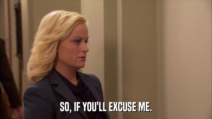 SO, IF YOU'LL EXCUSE ME.  