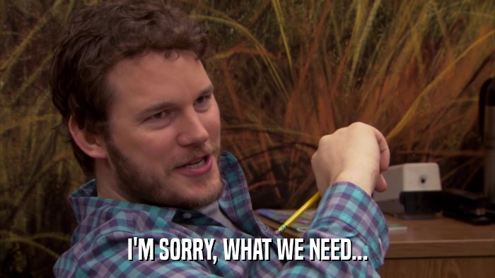 I'M SORRY, WHAT WE NEED...  
