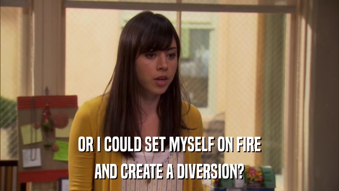 OR I COULD SET MYSELF ON FIRE AND CREATE A DIVERSION? 