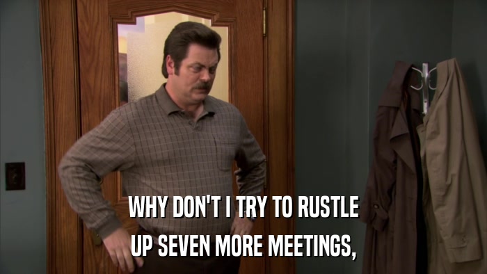 WHY DON'T I TRY TO RUSTLE UP SEVEN MORE MEETINGS, 