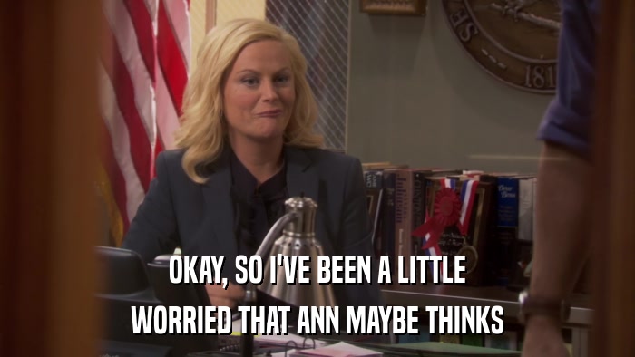 OKAY, SO I'VE BEEN A LITTLE WORRIED THAT ANN MAYBE THINKS 